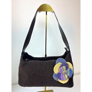 Claudia Firenze Shoulder Bag Chocolate Brown Leather Wool Mohair Boho